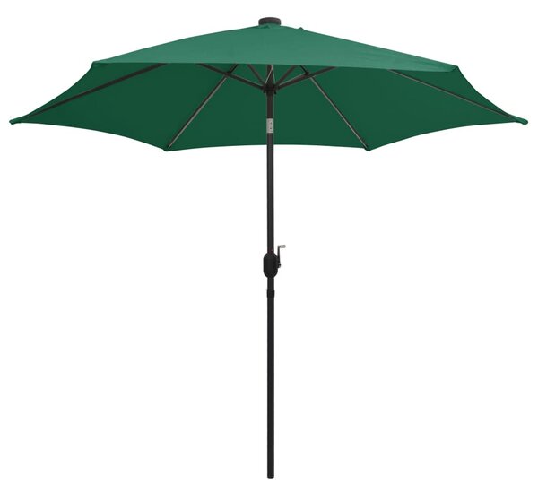 Vrtni suncobran LED s aluminijskim stupom 300 cm zeleni - Zelena / N/A