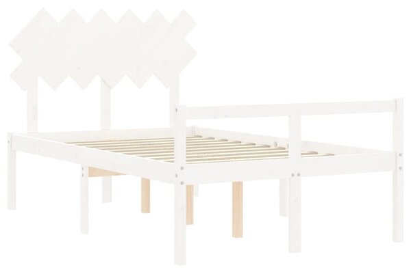 Krevet za starije s uzglavljem bijeli bračni od masivnog drva - Bijela / 135 x 190 cm