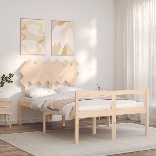 Krevet za starije s uzglavljem mali bračni od masivnog drva - Smeđa / 120 x 190 cm