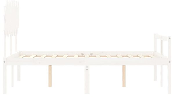 Krevet za starije s uzglavljem bijeli bračni od masivnog drva - Bijela / 135 x 190 cm