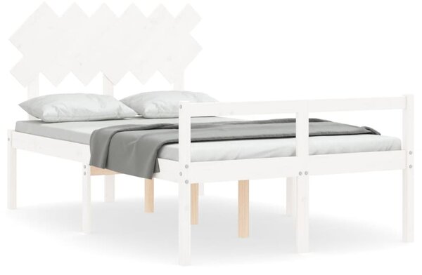 Krevet za starije s uzglavljem bijeli bračni od masivnog drva - Bijela / 135 x 190 cm
