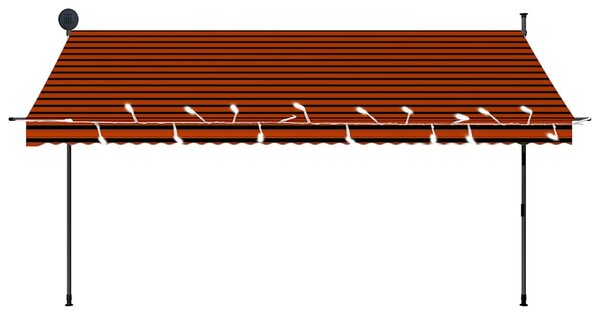 Tenda na ručno uvlačenje s LED svjetlom 350 cm narančasto-smeđa - Šarena / N/A
