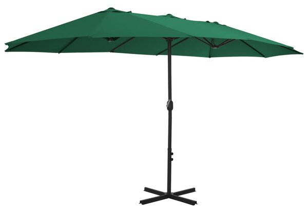 Vanjski suncobran s aluminijskim stupom 460 x 270 cm zeleni - Zelena / N/A