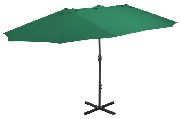 Vanjski suncobran s aluminijskim stupom 460 x 270 cm zeleni - Zelena / N/A
