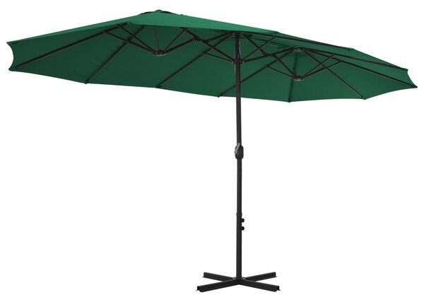 Vanjski suncobran s aluminijskim stupom 460 x 270 cm zeleni - Zelena / N/A