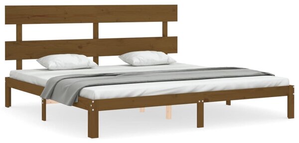 Okvir kreveta s uzglavljem boja meda 200x200cm od masivnog drva - Smeđa / 200 x 200 cm