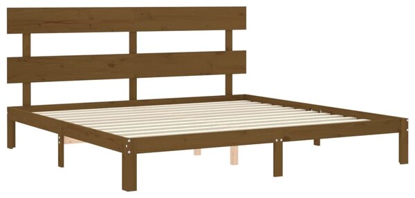 Okvir kreveta s uzglavljem boja meda 200x200cm od masivnog drva - Smeđa / 200 x 200 cm