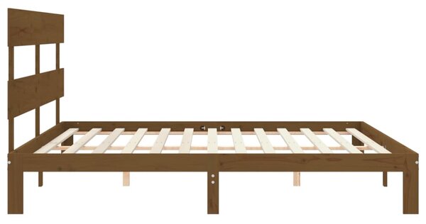 Okvir kreveta s uzglavljem boja meda 200x200cm od masivnog drva - Smeđa / 200 x 200 cm