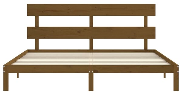 Okvir kreveta s uzglavljem boja meda 200x200cm od masivnog drva - Smeđa / 200 x 200 cm