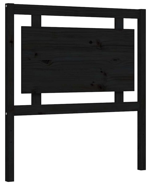 Okvir kreveta s uzglavljem crni jednokrevetni masivno drvo - Crna / 75 x 190 cm