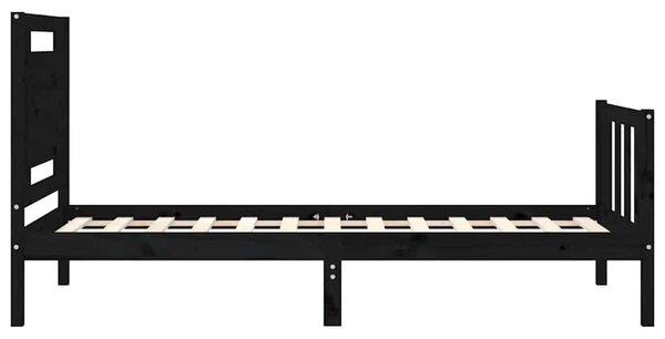 Okvir kreveta s uzglavljem crni jednokrevetni masivno drvo - Crna / 75 x 190 cm