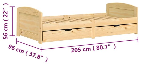 Dnevni ležaj s 2 ladice IRUN 90x200 cm masivna borovina - Smeđa / N/A