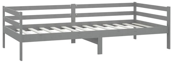 Dnevni ležaj s madracem 90 x 200 cm sivi od masivne borovine - Siva / Default