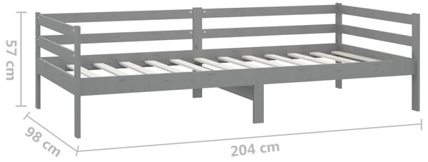 Dnevni ležaj s madracem 90 x 200 cm sivi od masivne borovine - Siva / Default