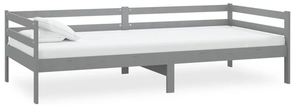 Dnevni ležaj s madracem 90 x 200 cm sivi od masivne borovine - Siva / Default