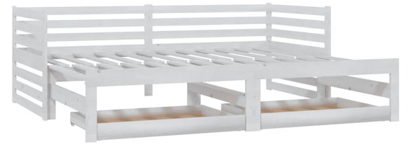 Dnevni ležaj na izvlačenje 2 x (90 x 200) cm bijeli od borovine - Bijela / Default