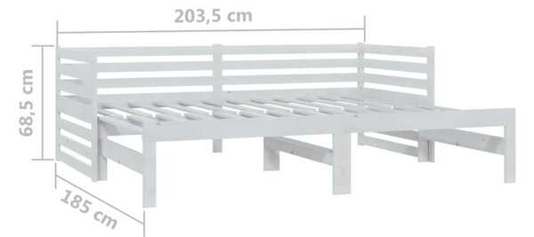 Dnevni ležaj na izvlačenje 2 x (90 x 200) cm bijeli od borovine - Bijela / Default