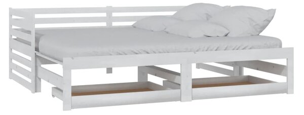 Dnevni ležaj na izvlačenje 2 x (90 x 200) cm bijeli od borovine - Bijela / Default