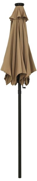 Vrtni suncobran LED smeđesivi 200 x 211 cm aluminijski - Tupe / N/A