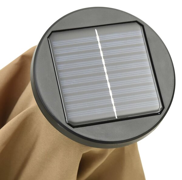 Vrtni suncobran LED smeđesivi 200 x 211 cm aluminijski - Tupe / N/A