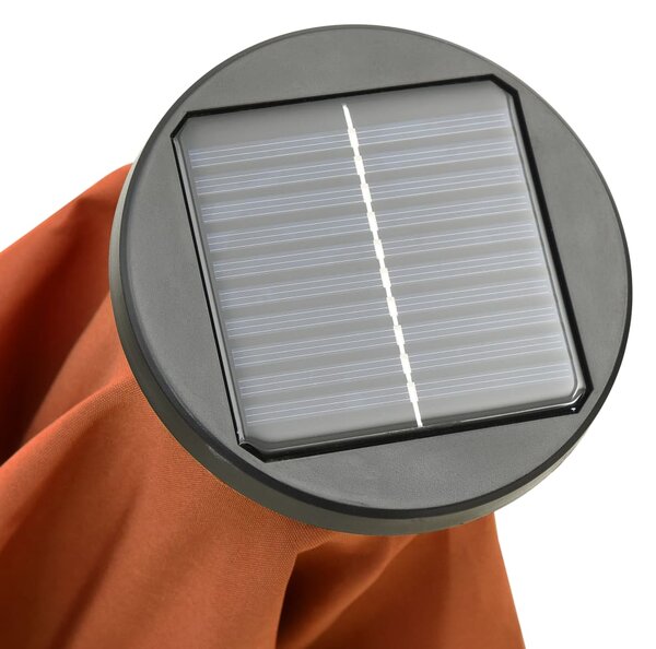Vrtni suncobran s LED svjetlima terakota 200x211 cm aluminijski - Siva / N/A