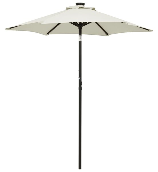 Vrtni suncobran LED boja pijeska 200 x 211 cm aluminijski - Siva / N/A