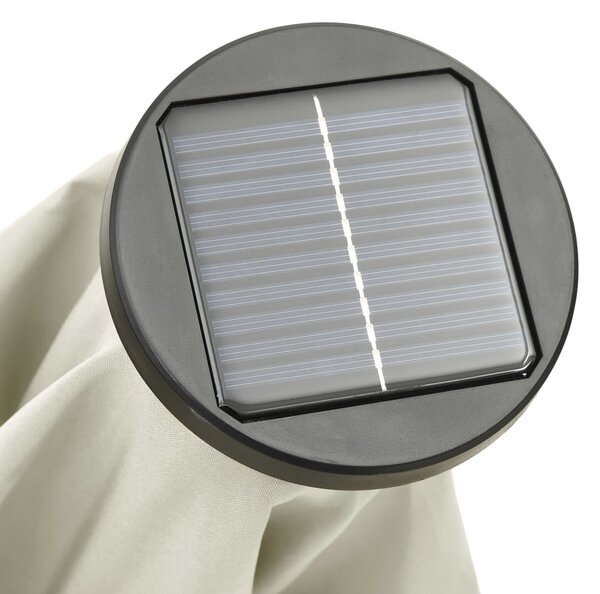 Vrtni suncobran LED boja pijeska 200 x 211 cm aluminijski - Siva / N/A