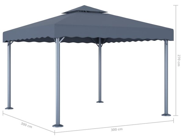 Sjenica s LED svjetlosnim trakama 300x300 cm antracit aluminij - Antracitno siva / N/A