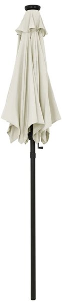 Vrtni suncobran LED boja pijeska 200 x 211 cm aluminijski - Siva / N/A