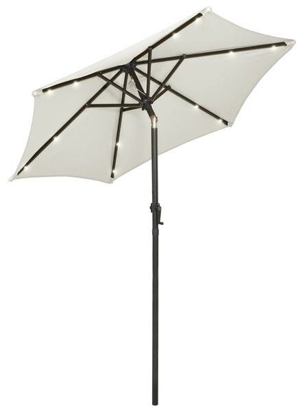 Vrtni suncobran LED boja pijeska 200 x 211 cm aluminijski - Siva / N/A