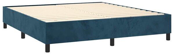 Krevet box spring s madracem LED tamnoplavi 160x200 cm baršun - Plava / 160 x 200 cm