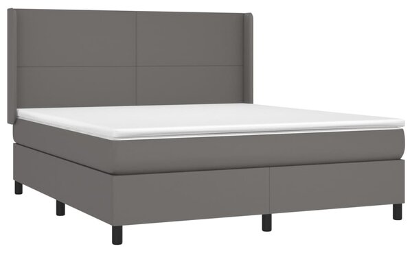 Krevet s oprugama i madracem sivi 160x200 cm od umjetne kože - Siva / 160 x 200 cm