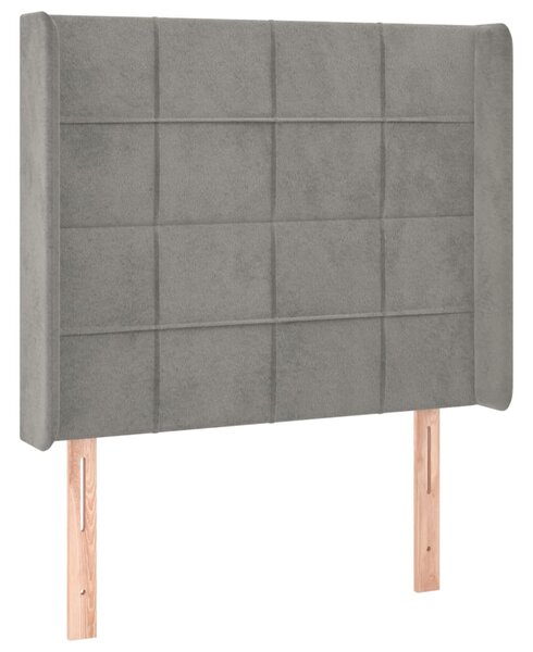 Krevet box spring s madracem LED svjetlosivi 100x200 cm baršun - Siva / 100 x 200 cm
