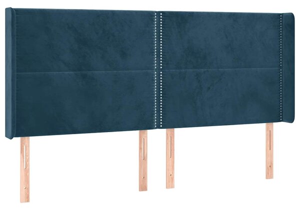 Krevet box spring s madracem LED tamnoplavi 160x200 cm baršun - Plava / 160 x 200 cm