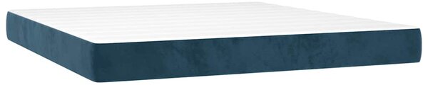Krevet box spring s madracem LED tamnoplavi 160x200 cm baršun - Plava / 160 x 200 cm