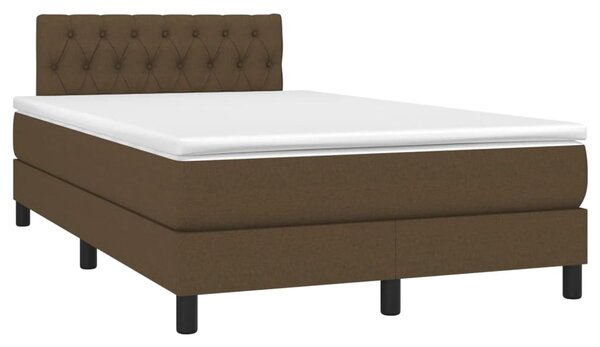 Krevet box spring s madracem LED tamnosmeđi 120x200 cm tkanina - Smeđa / 120 x 200 cm