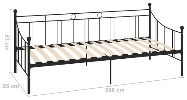 Okvir za dnevni ležaj crni metalni 90 x 200 cm - Crna / 90 x 200 cm