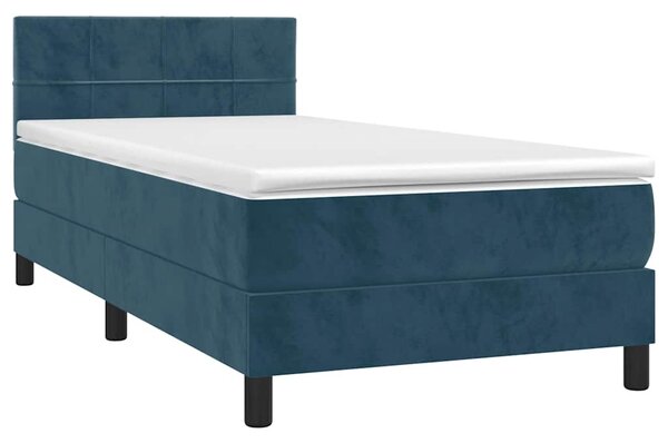 Box spring krevet s madracem tamnoplavi 80 x 200 cm baršunasti - Plava / 80 x 200 cm