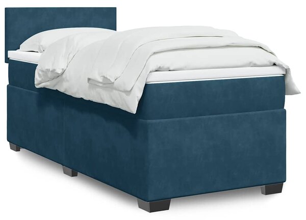 Box spring krevet s madracem tamnoplavi 80 x 200 cm baršunasti - Plava / 80 x 200 cm