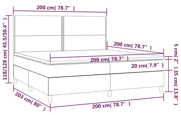 Krevet s oprugama i madracem tamnozeleni 200x200 cm baršunasti - Zelena / 200 x 200 cm