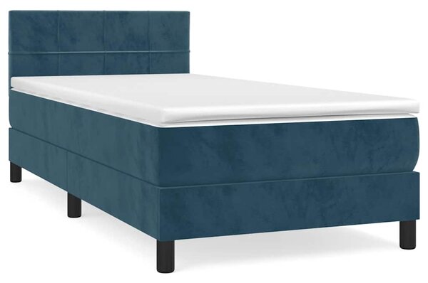 Box spring krevet s madracem tamnoplavi 80 x 200 cm baršunasti - Plava / 80 x 200 cm