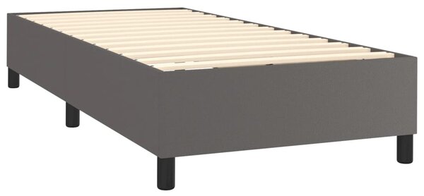 Krevet box spring s madracem LED sivi 90x190 cm od umjetne kože - Siva / 90 x 190 cm