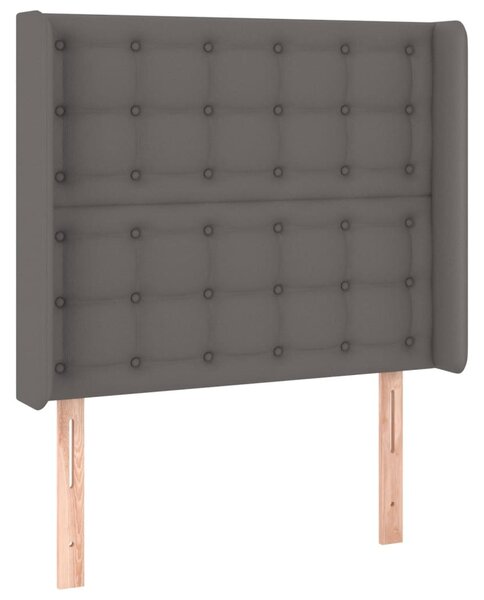 Krevet box spring s madracem LED sivi 90x190 cm od umjetne kože - Siva / 90 x 190 cm