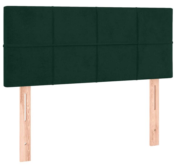 Krevet box spring s madracem LED tamnozeleni 120x200 cm baršun - Zelena / 120 x 200 cm