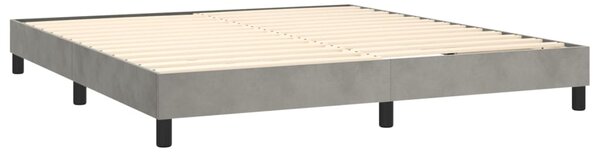 Krevet box spring s madracem LED svjetlosivi 180x200 cm baršun - Siva / 180 x 200 cm