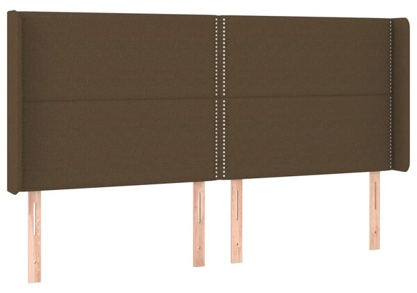 Krevet box spring s madracem LED tamnosmeđi 200x200 cm tkanina - Smeđa / 200 x 200 cm
