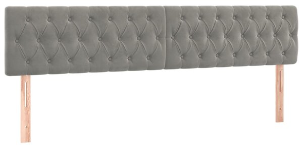 Krevet box spring s madracem LED svjetlosivi 180x200 cm baršun - Siva / 180 x 200 cm