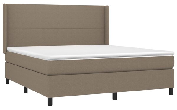 Krevet box spring s madracem LED smeđesivi 160x200 cm tkanina - Tupe / 160 x 200 cm