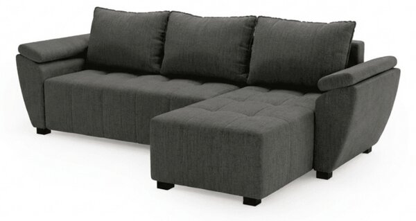 Razvlačna kutna garnitura L LIVARO 251x140 cm, tamno siva, univerzalna