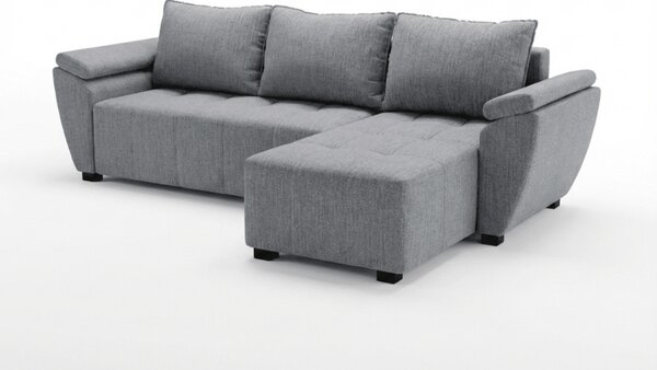 Razvlačna kutna garnitura L LIVARO 251x140 cm, svijetlo siva, univerzalna
